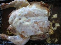 After one hour transfer chicken to the baking tin,...