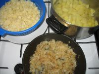 Peel the potatoes, cut into smaller cubes and cook...