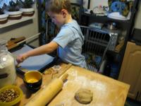 Lay cut gingerbread on baking sheet (or on a...