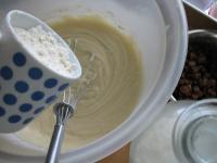 Stir baking powder in one cup of flour and add the...