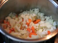 Add finely chopped onion. Cook until it becomes...