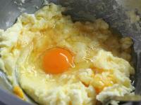 Gradually mix in eggs, use a hand blender to whip...