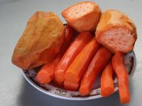 After cooling, peel potatoes and carrot....