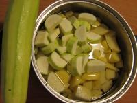 Peel potatoes and zucchini, cut them into cubes...