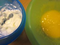 Separate the egg whites from yolks and whip solid...