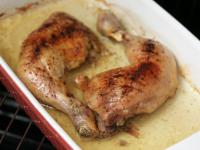 Uncover the chicken thighs. Use a table spoon to...