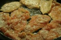 Sprinkle the cutlets with fine flour and saute in...