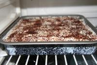 Sprinkle prepared dessert with granulated cocoa...