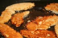 Pour the nuggets gradually into the batter and fry...