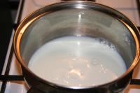 Bring to a boil remaining part of milk together...