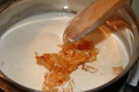 Melt granulated sugar at medium heat until it...