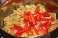 Then add sliced garlic, red pepper cut into...