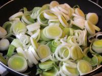 In the same pan stew the leek cut into wheels...