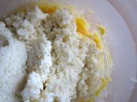 Add cooled rise into the beaten butter with egg...