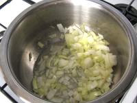 Clean the onion, cut it finely and fry in oil....