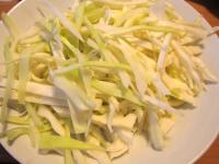 Cut the cabbage into thin, shorter strips....