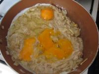 Mix eggs with salt (do not add salt if you cook...