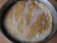 Cover the surface of the pancake cake with melted...