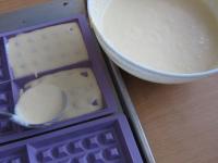 Pour the dough into silicone waffle moulds and...