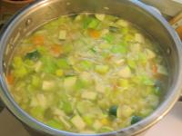 Then add the prepared zucchini and leeks and cook...