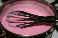 Blend together raspberry custard powder with sugar...