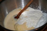 Blend carefully egg yolk mixture with flour,...