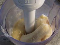 Peel bananas and mix with hand blender....