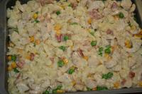 Pour chicken mixture over the dumplings and bake...