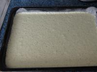 Pour the smooth mixed dough onto a baking sheet...