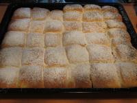 Sprinkle the baked warm buns with sifted powdered...