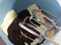 Beat the butter with sugar and chocolate....