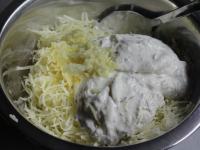 Mix tartar sauce with grated cheese and peeled...