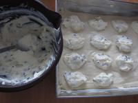 Place cream cheese filling accross the batter in...