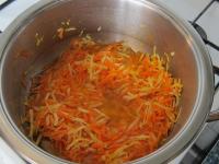 Fry the vegetables in oil in a pot. Add water,...