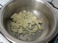 Peel onion, chop it and cook in lard. Peel...