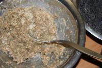 Pour ground walnuts with hot milk, add sugar and...