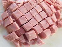 Cut ham into cubes. ...