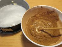 Add cocoa and water. After mixing, add flour with...