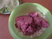 Add to the cool rice minced pork meat, salt and...