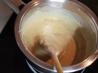 ...and add milk with coffee. After thickening, put...