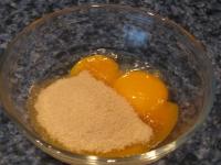 Whisk the egg yolks and sugar into foam....