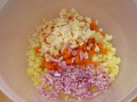 Cut potatoes, carrots and celery into small cubes....