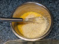 Grate the parmesan and mix it with the eggs. Salt....