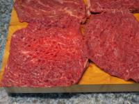 Pound six larger slices of beef (about...