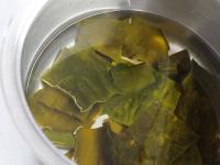 Put Kombu seaweed in a pot and add lukewarm water....