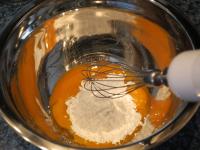 Whisk the egg yolks and sugar into foam....