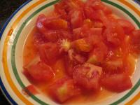 Dip the tomatoes in hot water for a while, pour...