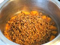 Add drained lentils to the cooked potatoes....