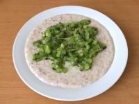 Serve the porridge on a plate, put the prepared...