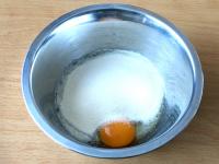 Pour semolina into a bowl and add eggs....